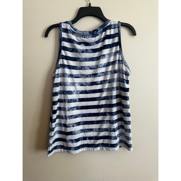 Chaps Navy Blue White Striped Knot Hem Tank Top L - Picture 5 of 7